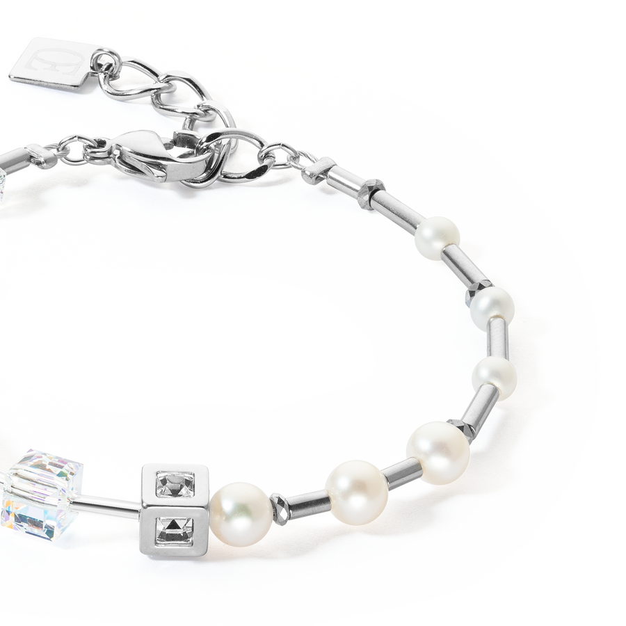 Armband  GeoCUBE® Fusion Precious Pearl Mix silber-grau