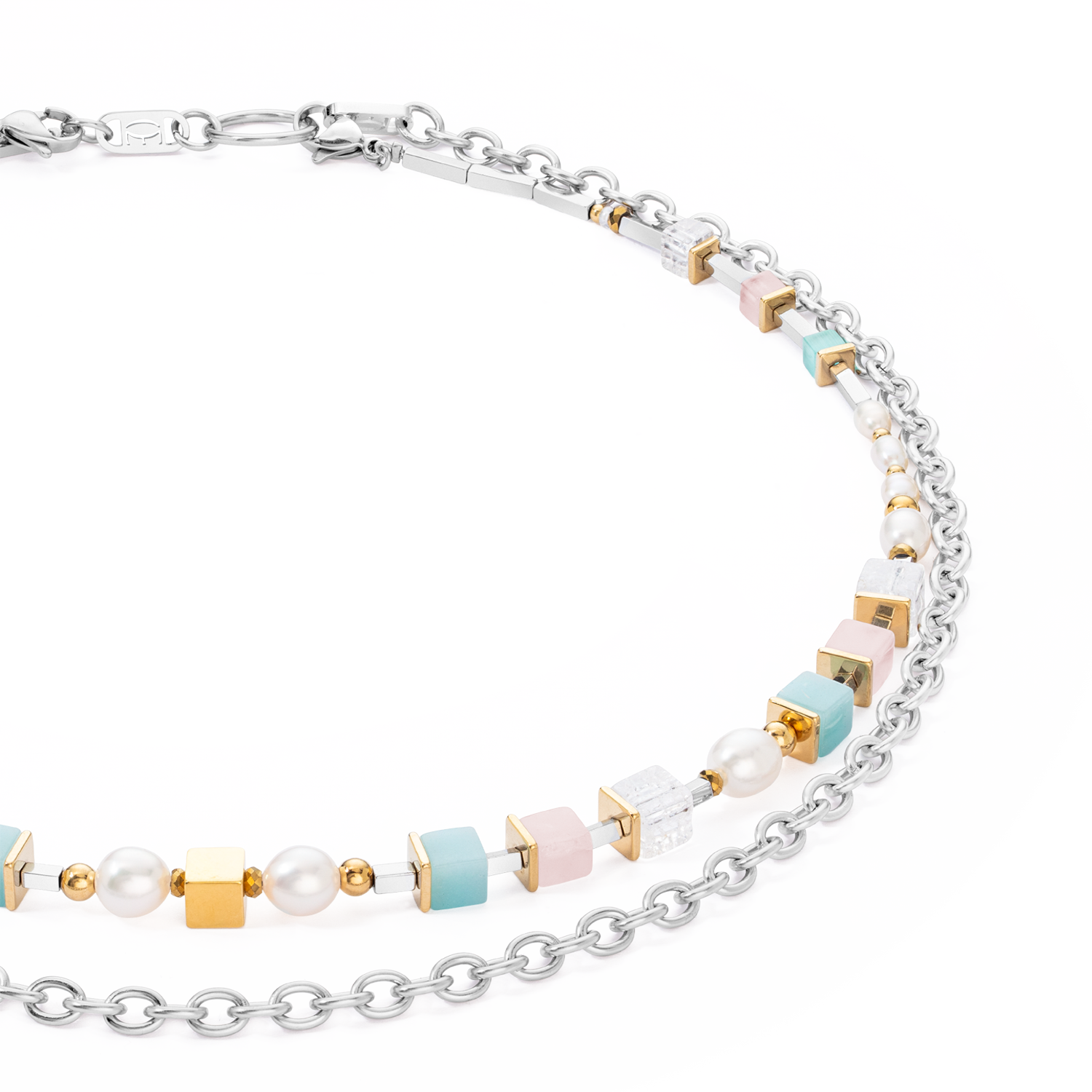 Halskette Cool Romantic Cubes & Pearls Bicolor