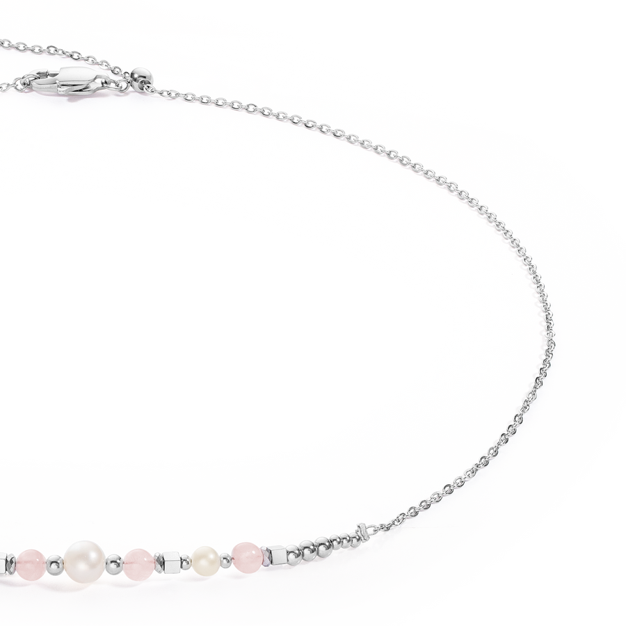 Halskette Princess Pearls Silber-Rosa