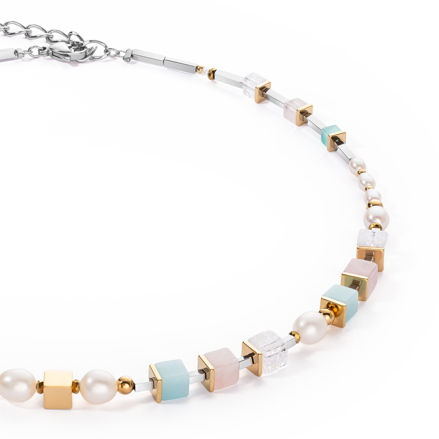 Halskette Classic Romantic Cubes & Pearls Bicolor