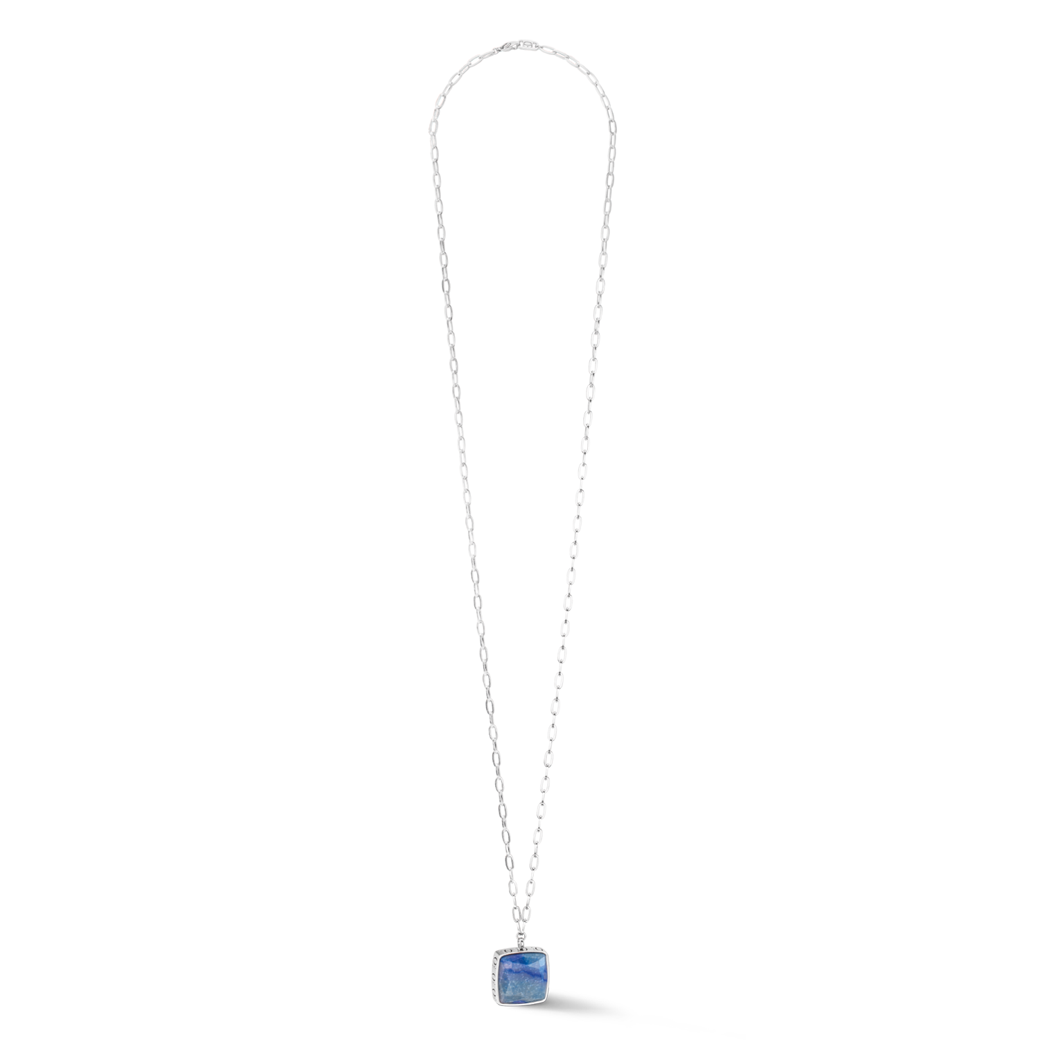 Halskette OE Amulett Square Aventurin Silber-Blau