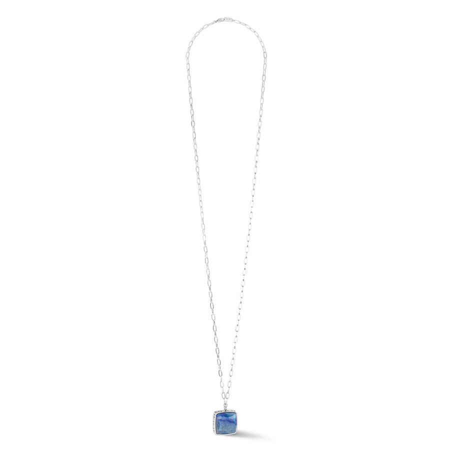 Halskette OE Amulett Square Aventurin Silber-Blau