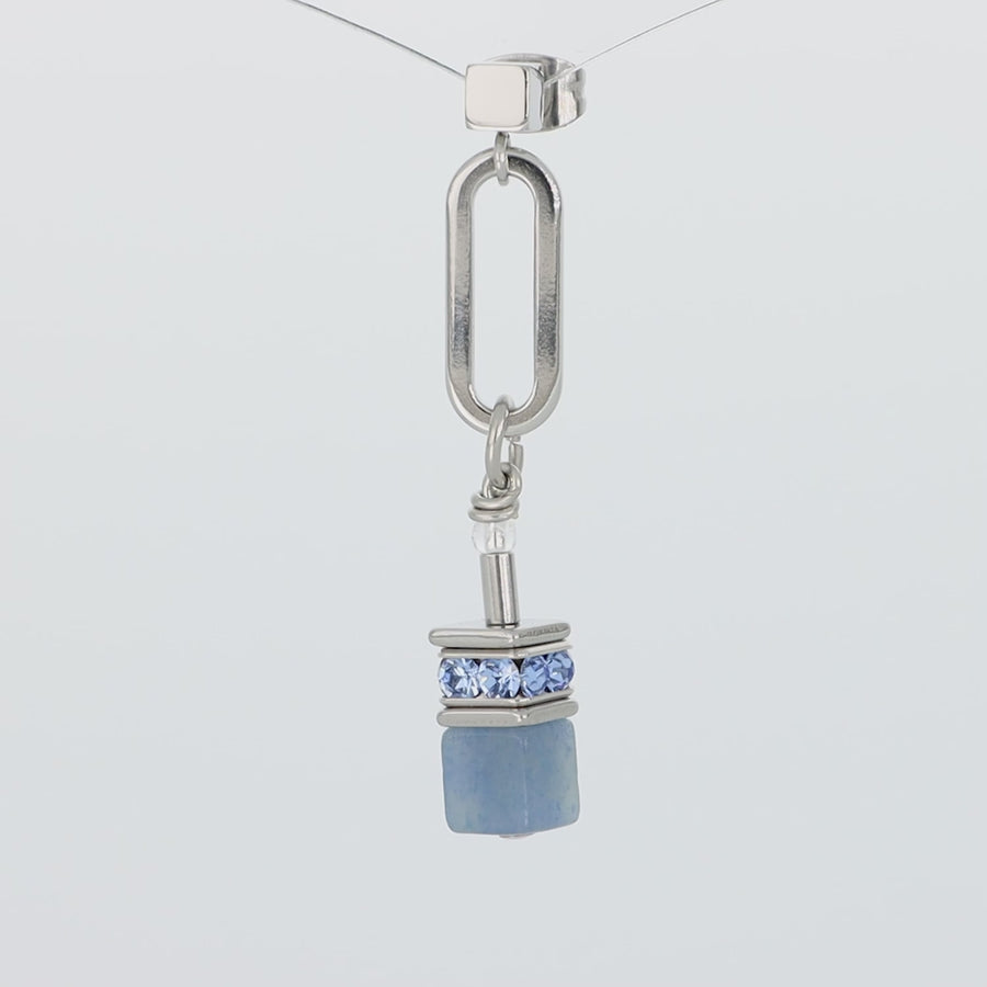 GeoCUBE® Fusion Chain Ohrringe silber-blau