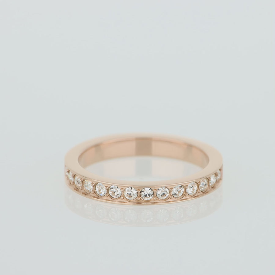 Ring Edelstahl & Kristalle slim roségold kristall