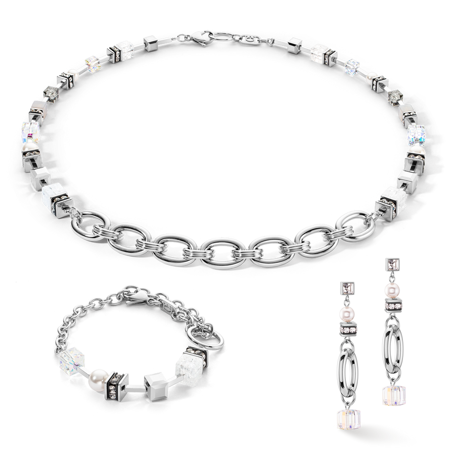 Halskette Chunky Chain & Cubes Runway Exlusive Silber