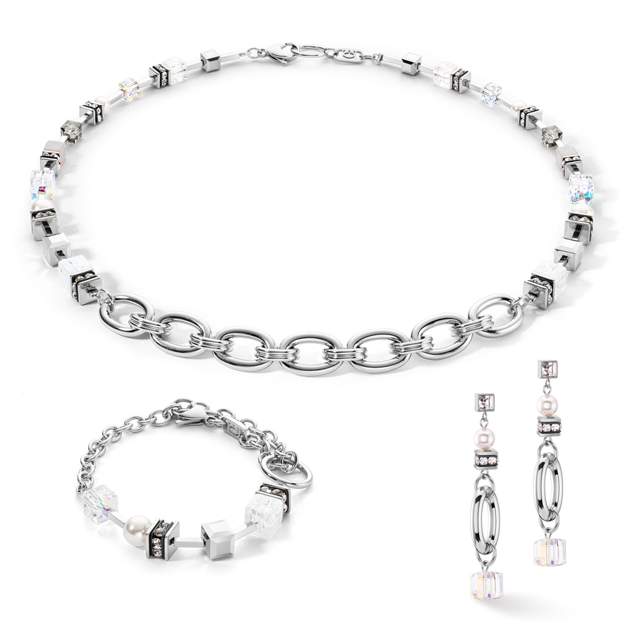 Ohrringe Chunky Chain & Cubes Runway Exlusive Silber