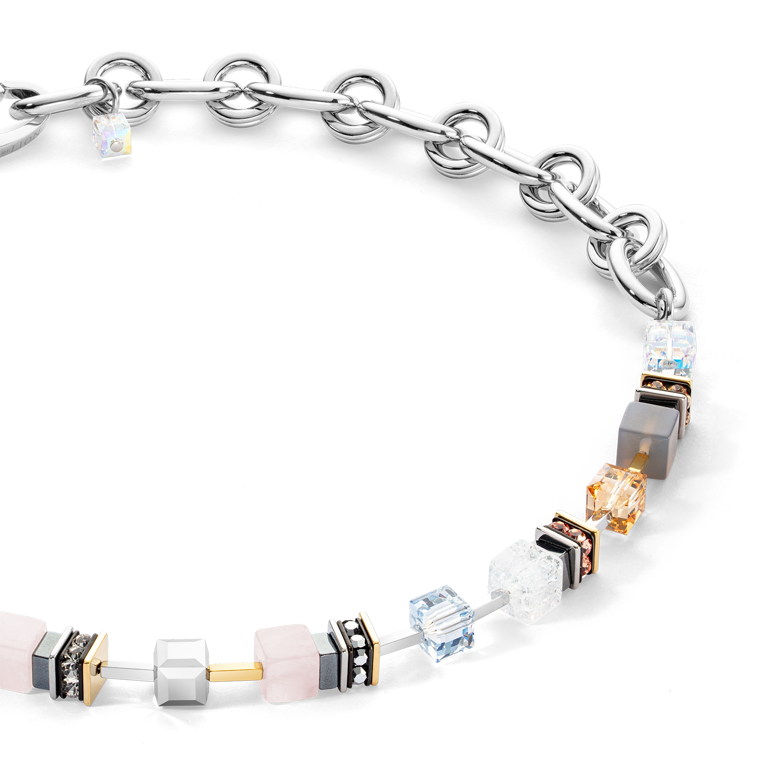 Halskette Chunky Cubes & Chain Runway Exlusive Bicolor