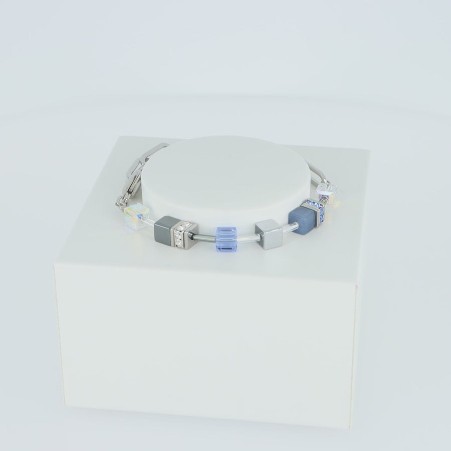 GeoCUBE® Fusion Chain Armband silber-blau