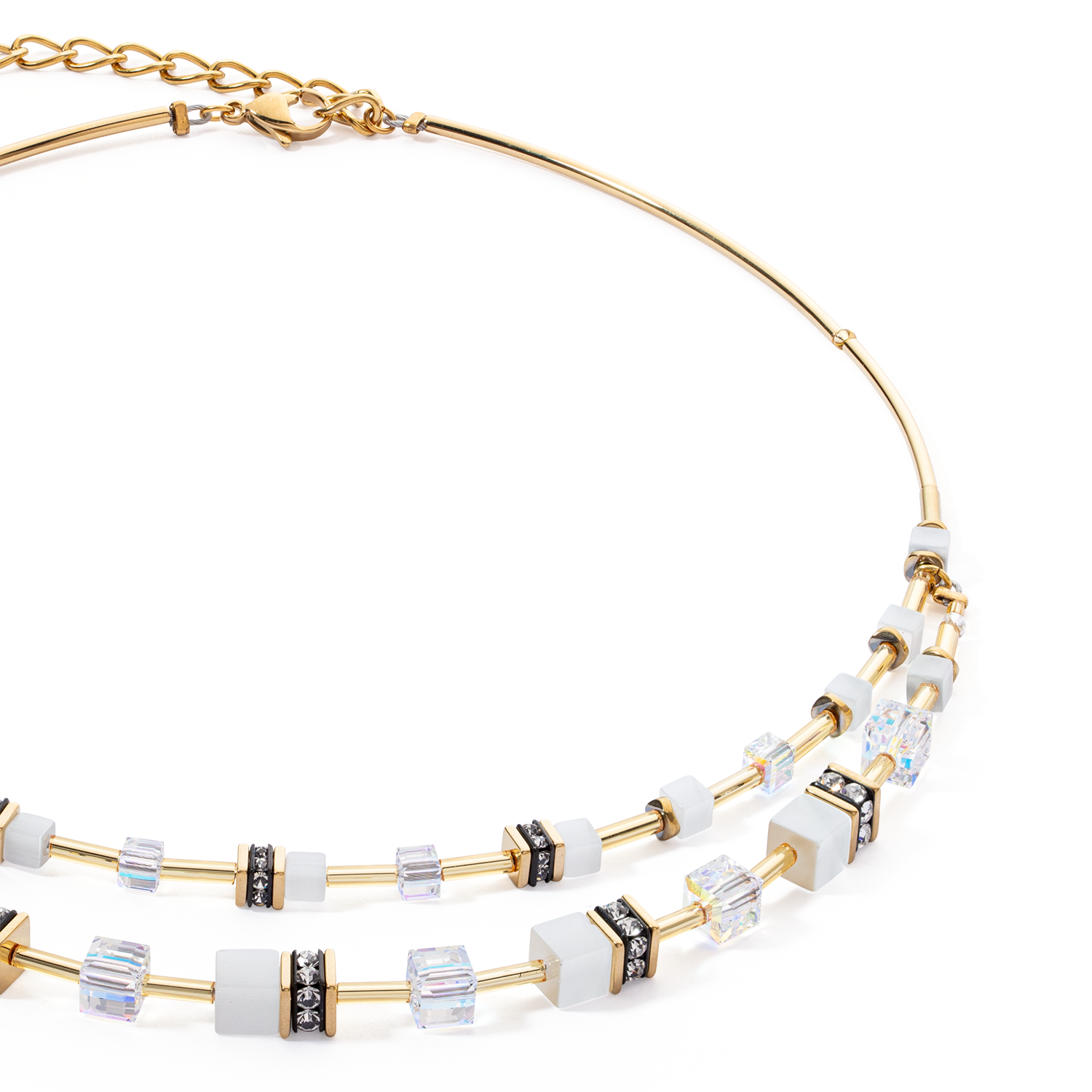 GeoCUBE® Iconic Layer Halskette Gold-Weiß