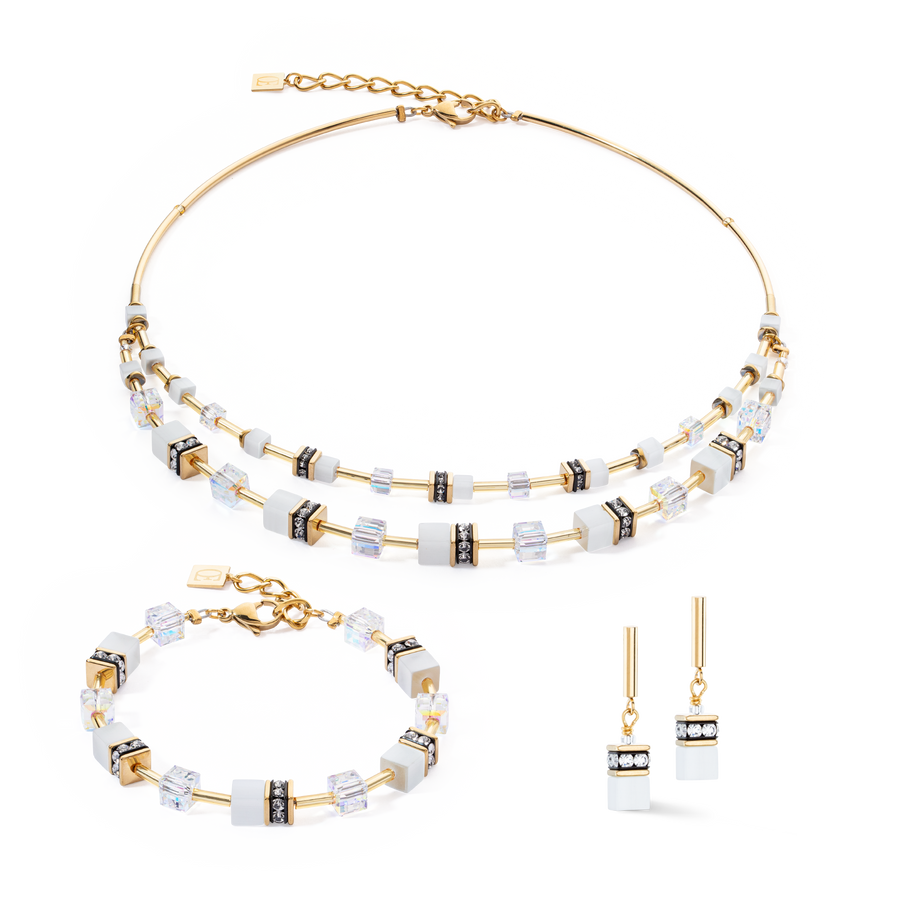 GeoCUBE® Iconic Layer Halskette Gold-Weiß