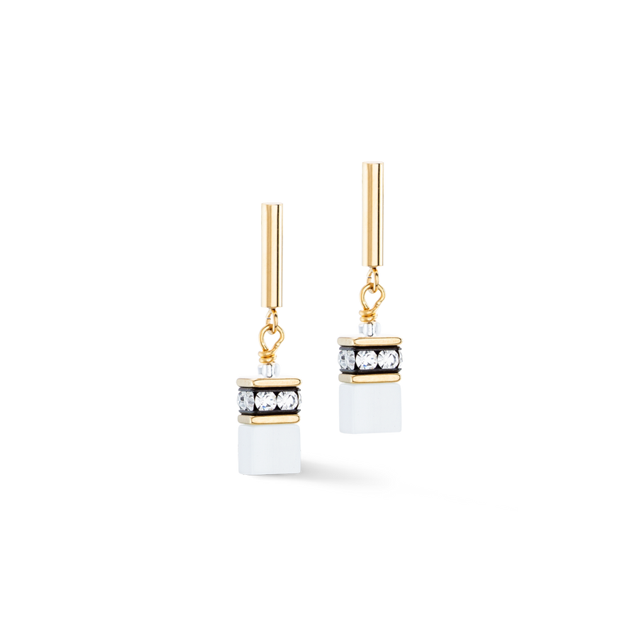 GeoCUBE® Iconic Layer Ohrringe Gold-Weiß