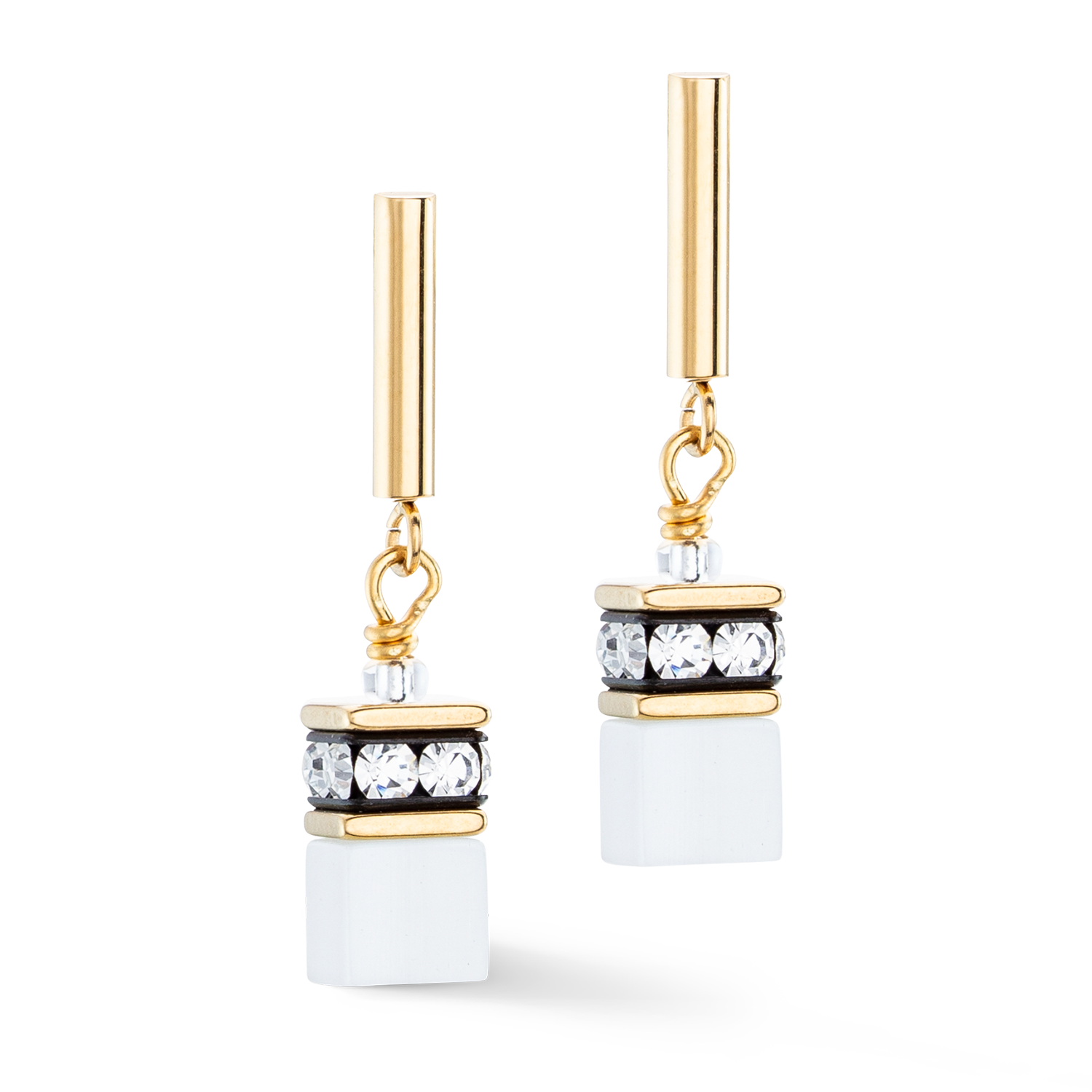 GeoCUBE® Iconic Layer Ohrringe Gold-Weiß