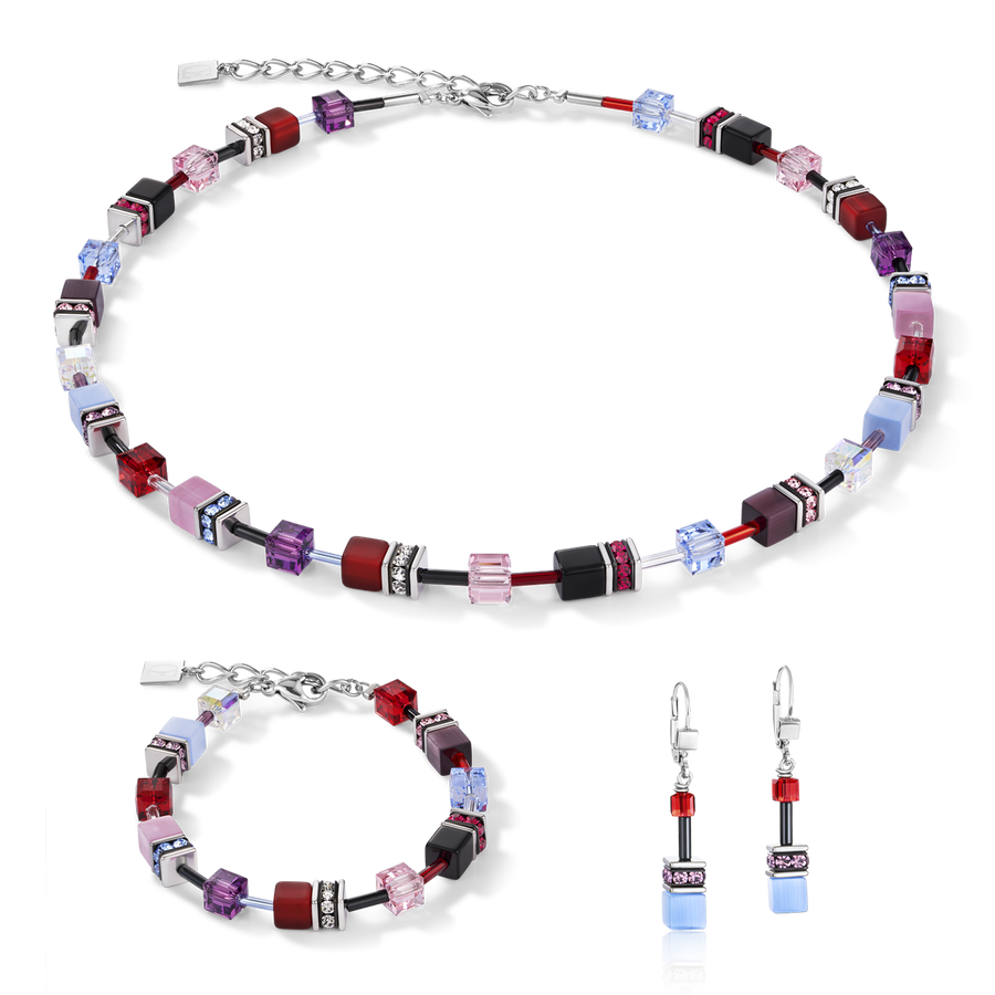 GeoCUBE® Halskette lila-rot-blau
