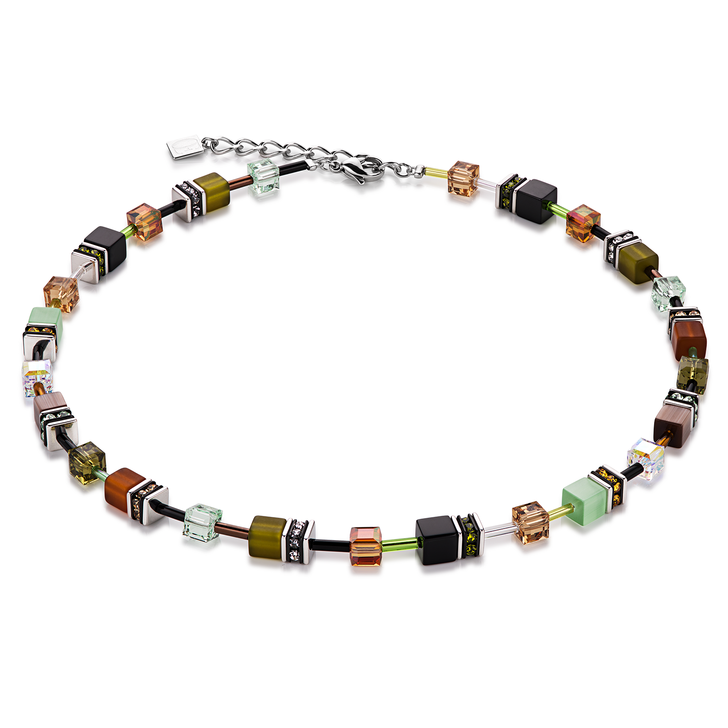 GeoCUBE® Halskette braun-olive
