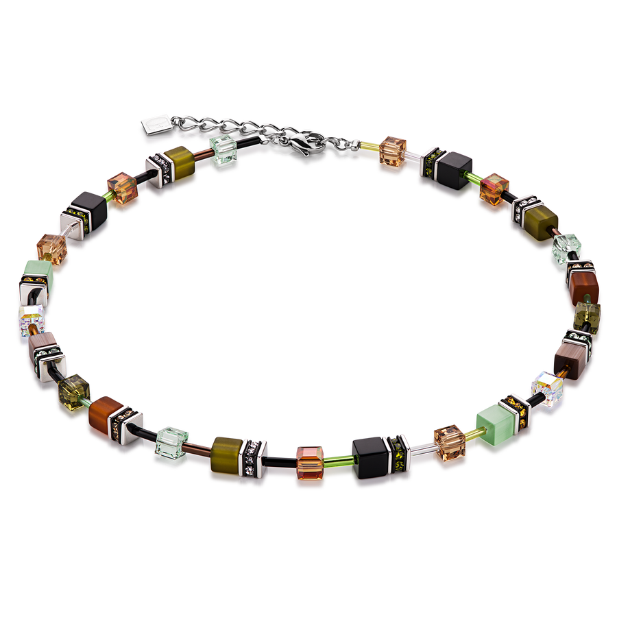 GeoCUBE® Halskette braun-olive