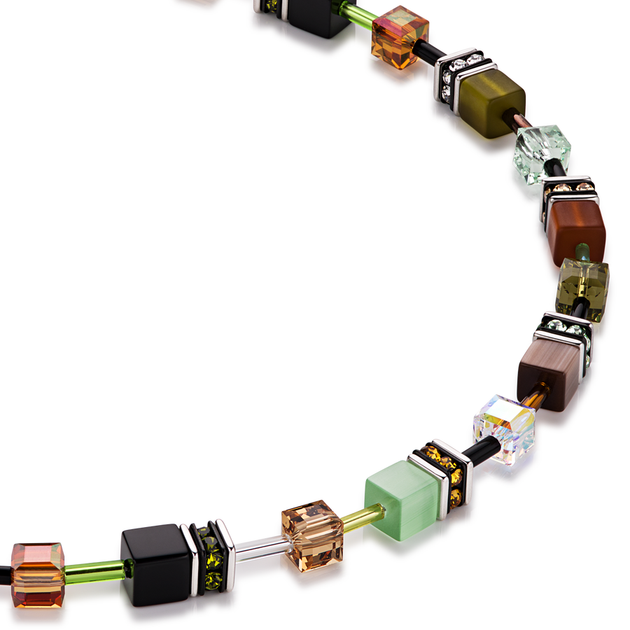 GeoCUBE® Halskette braun-olive