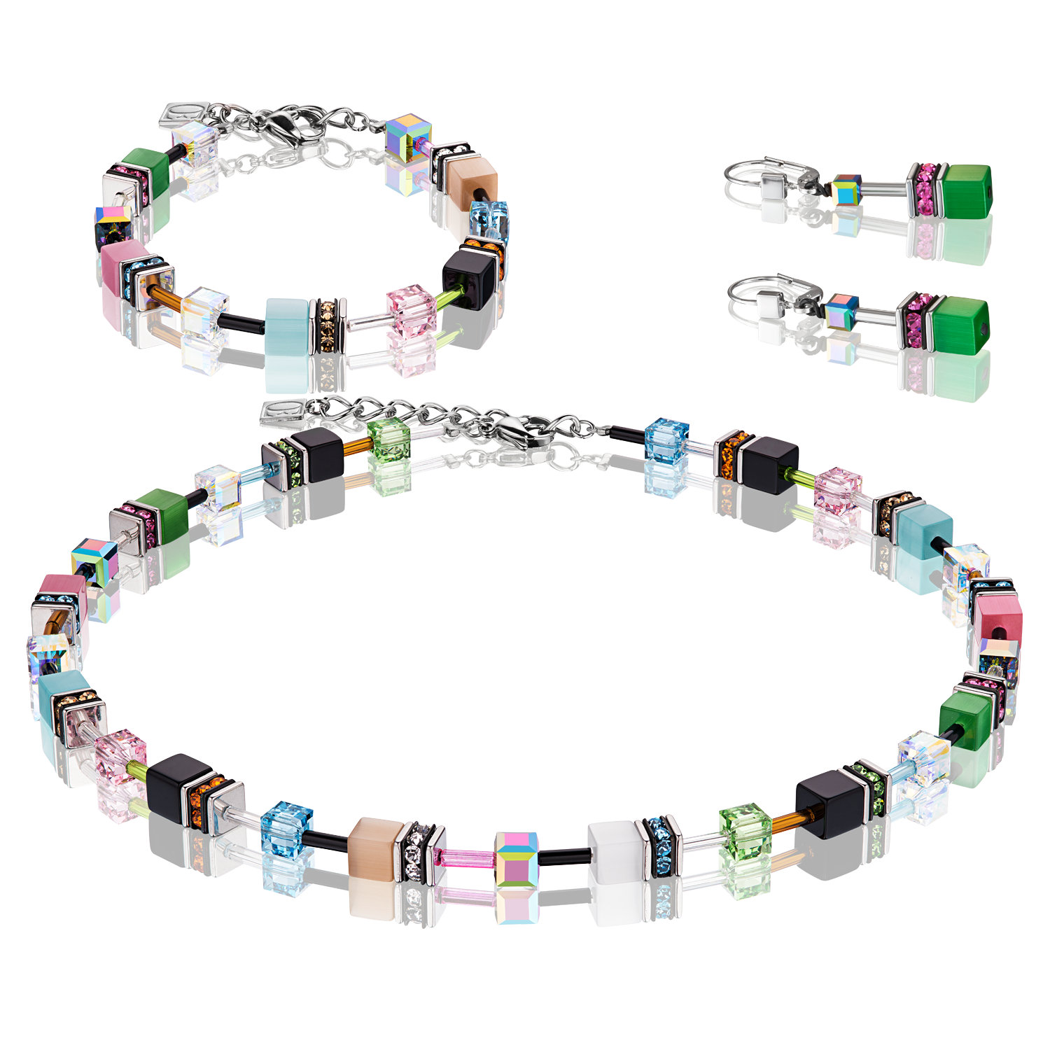 GeoCUBE® Collier multicolor spring pastell