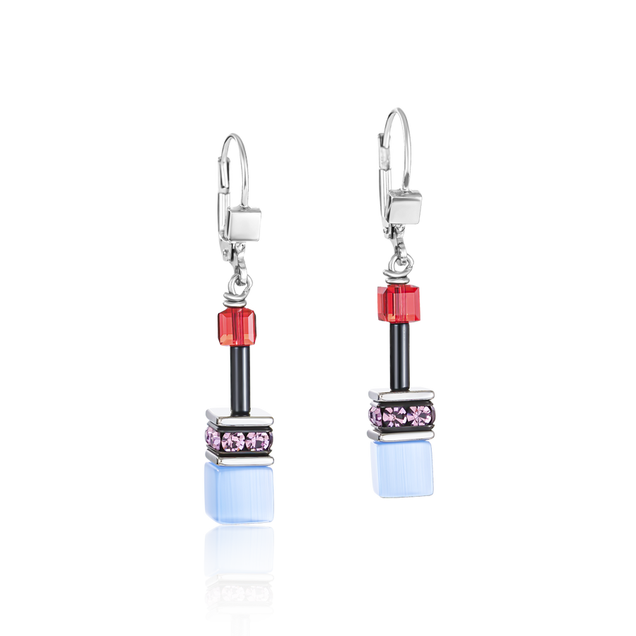GeoCUBE® Ohrringe lila-rot-blau