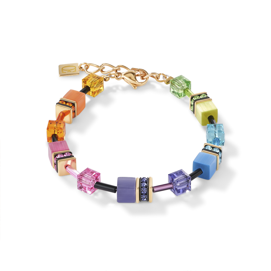 GeoCUBE® Armband multicolor rainbow gold