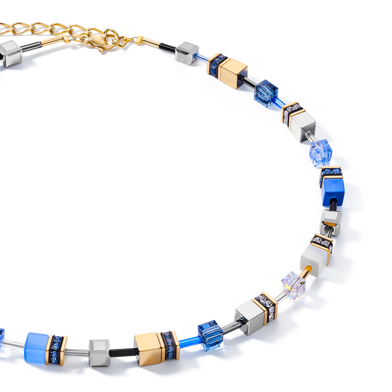 GeoCUBE® Halskette blau-gold
