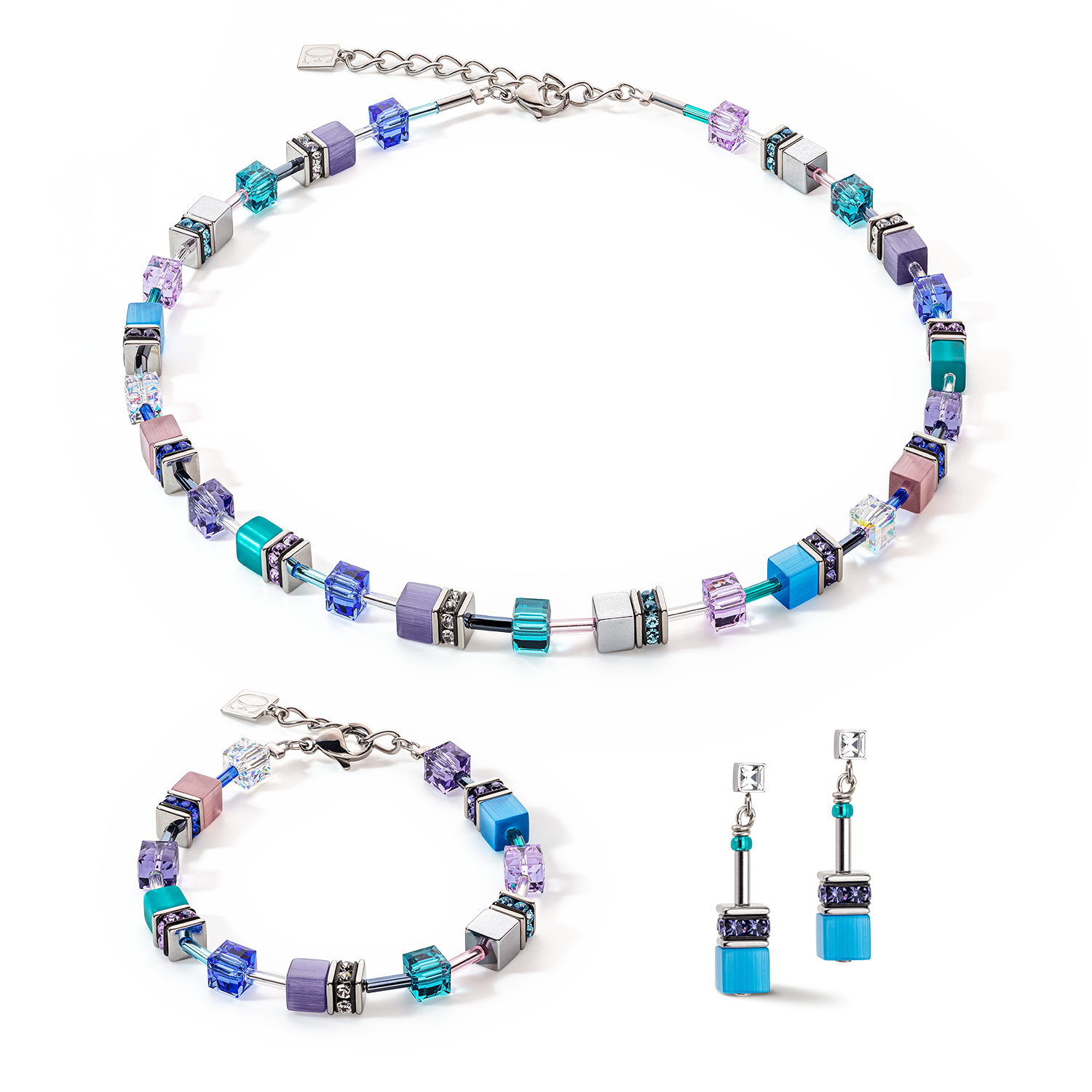 GeoCUBE® Iconic Ohrringe türkis-lila