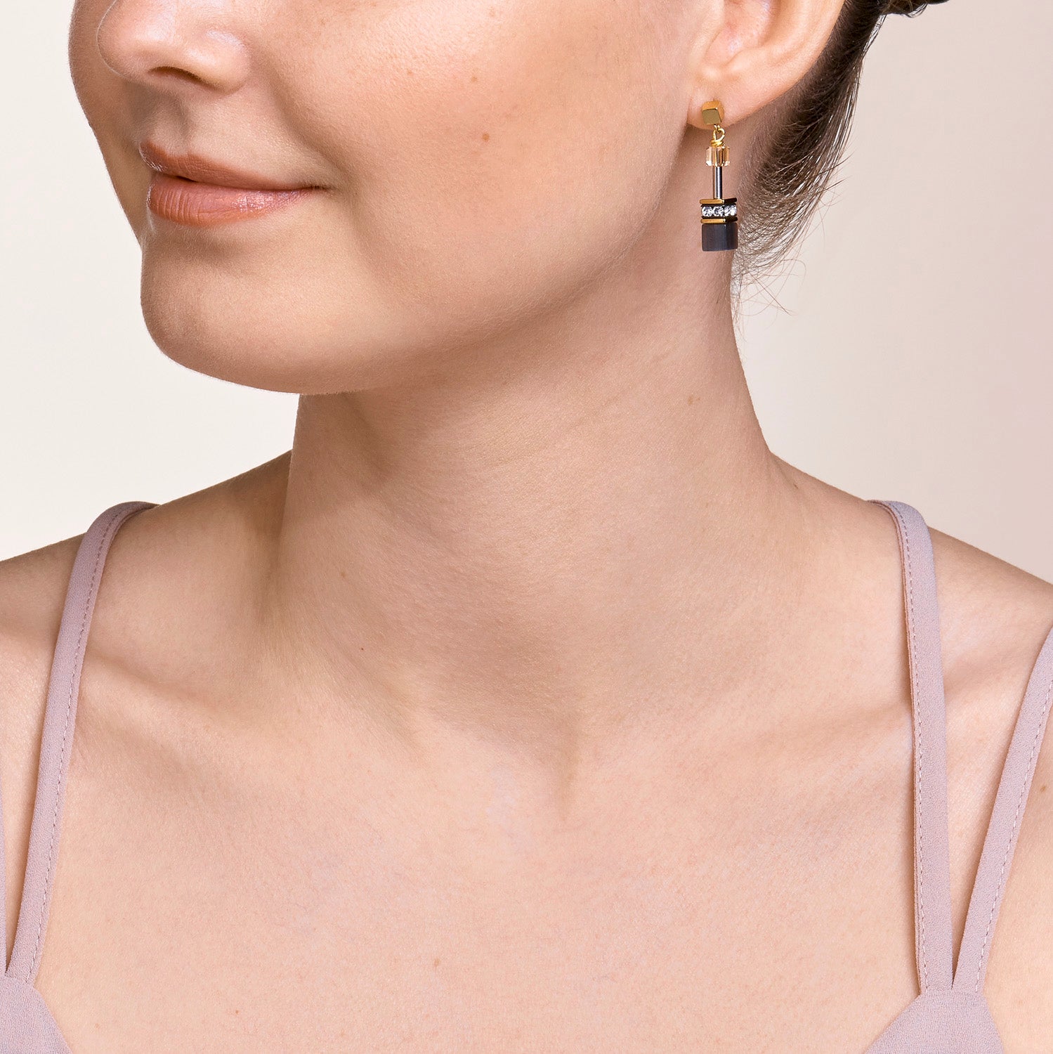 GEOCUBE® Ohrringe grau-gold