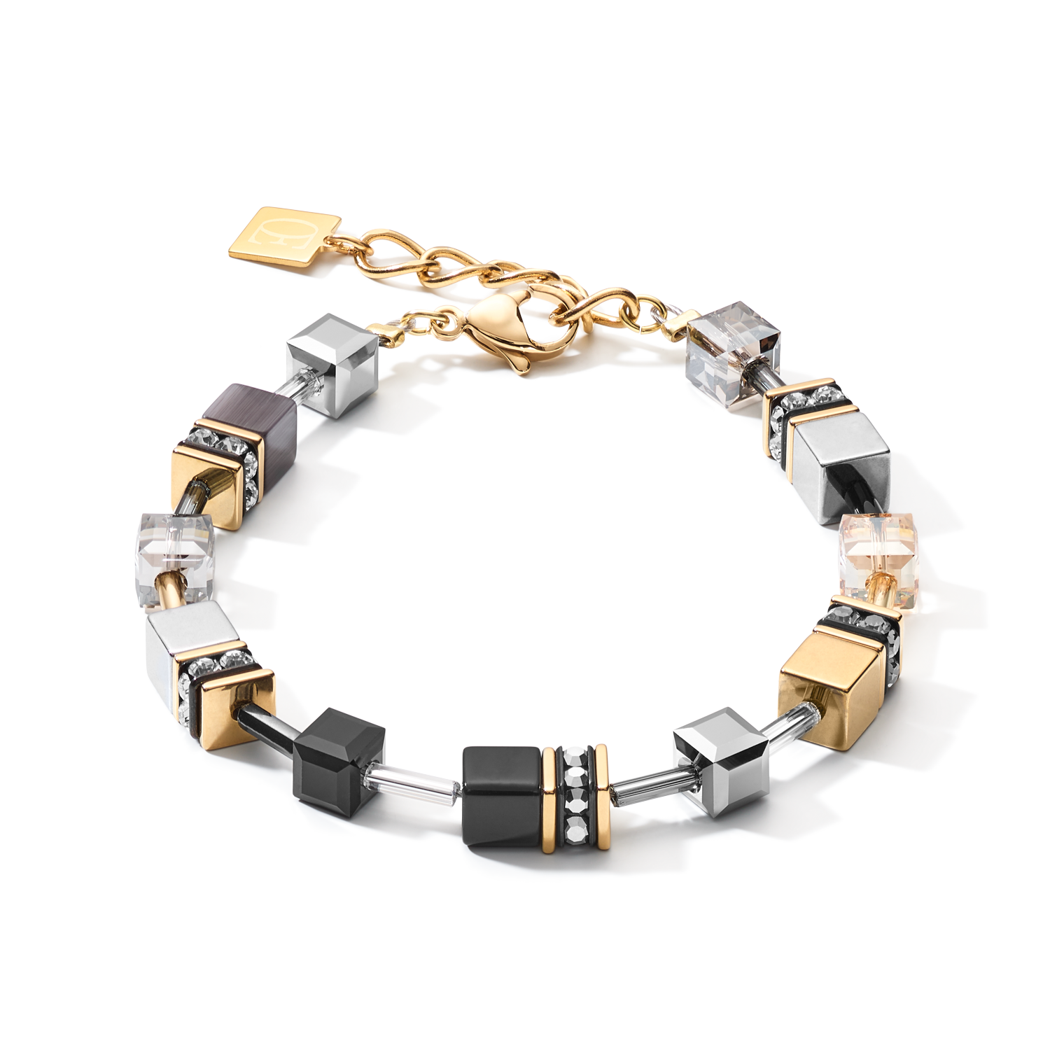 GEOCUBE® Armband grau-gold