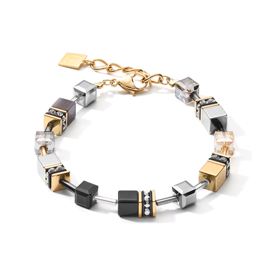 GEOCUBE® Armband grau-gold