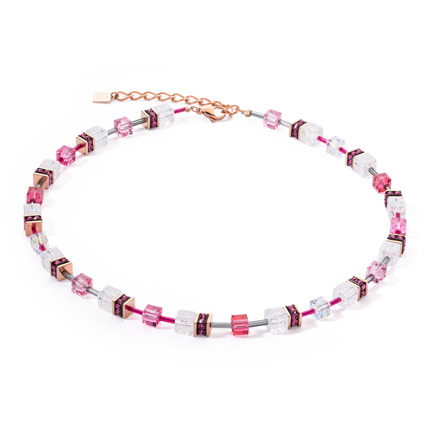 GeoCUBE® Iconic Nature Halskette Pink-Weiß