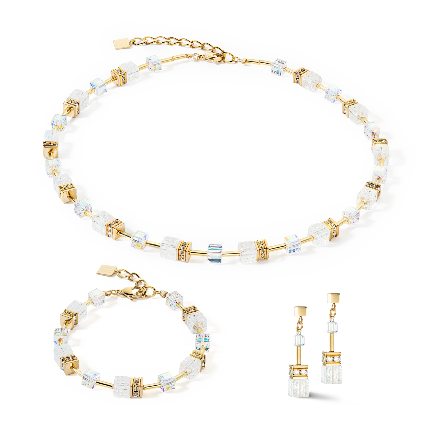 GeoCUBE® Iconic Nature Halskette gold-weiß