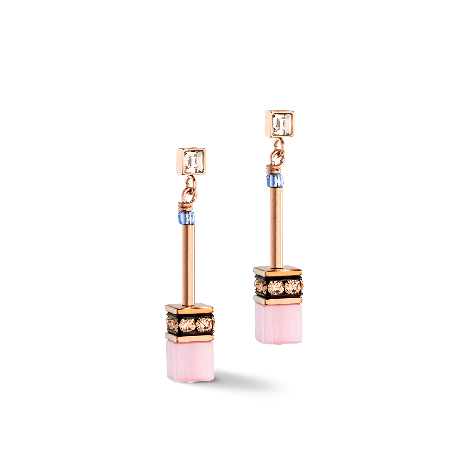 GeoCUBE® Iconic Chain Ohrringe hellblau-rosa