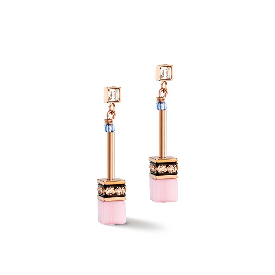 GeoCUBE® Iconic Chain Ohrringe hellblau-rosa