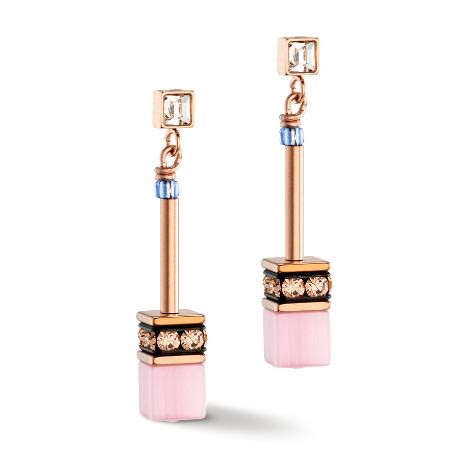 GeoCUBE® Iconic Chain Ohrringe hellblau-rosa
