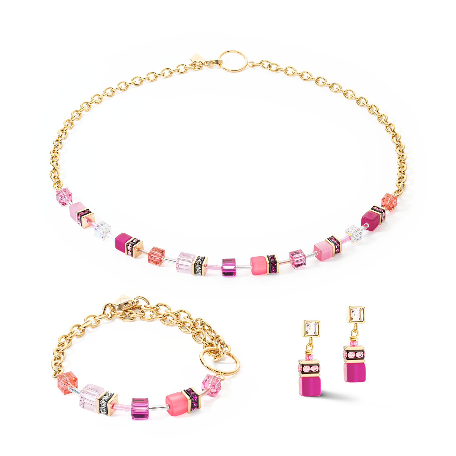 GeoCUBE® Iconic Chain Halskette gold-magenta