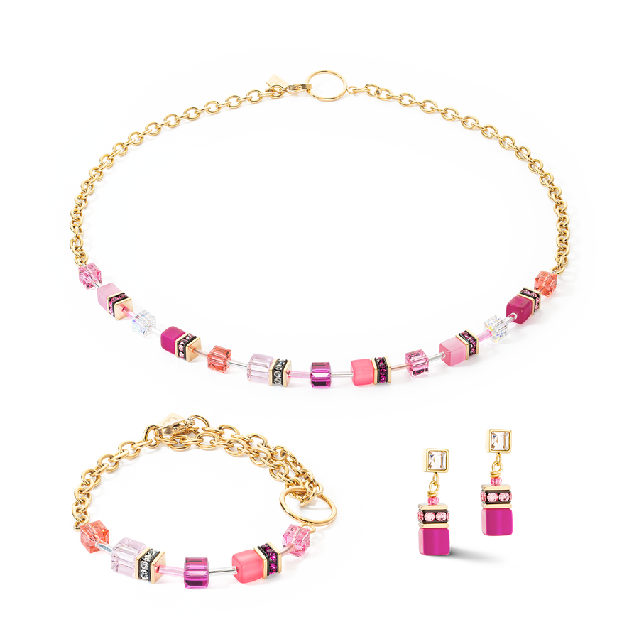 GeoCUBE® Iconic Chain Halskette gold-magenta