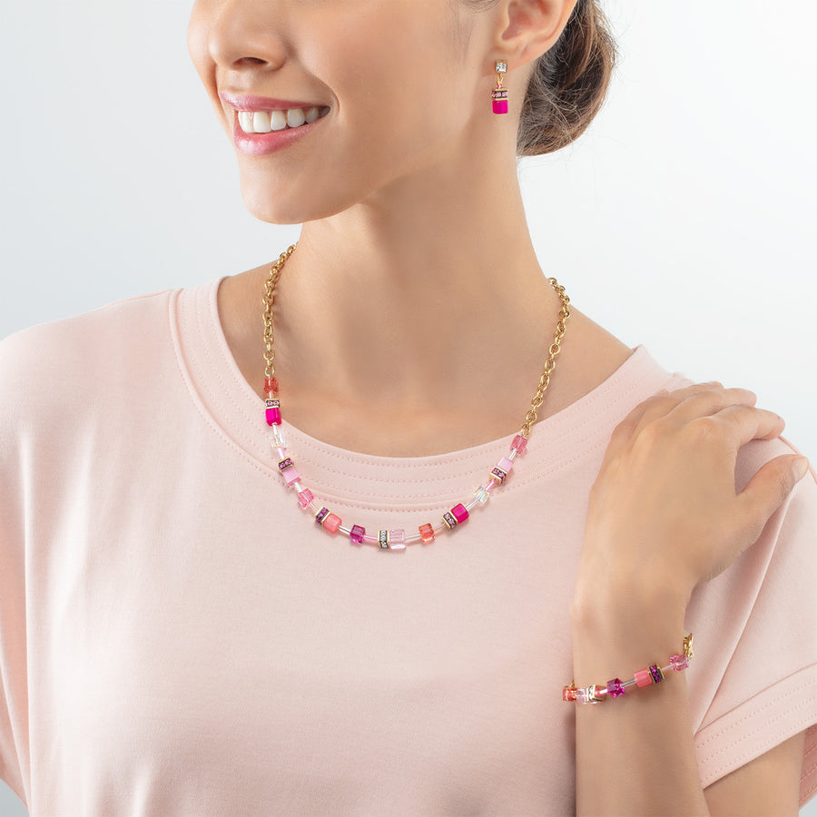 GeoCUBE® Iconic Chain Halskette gold-magenta