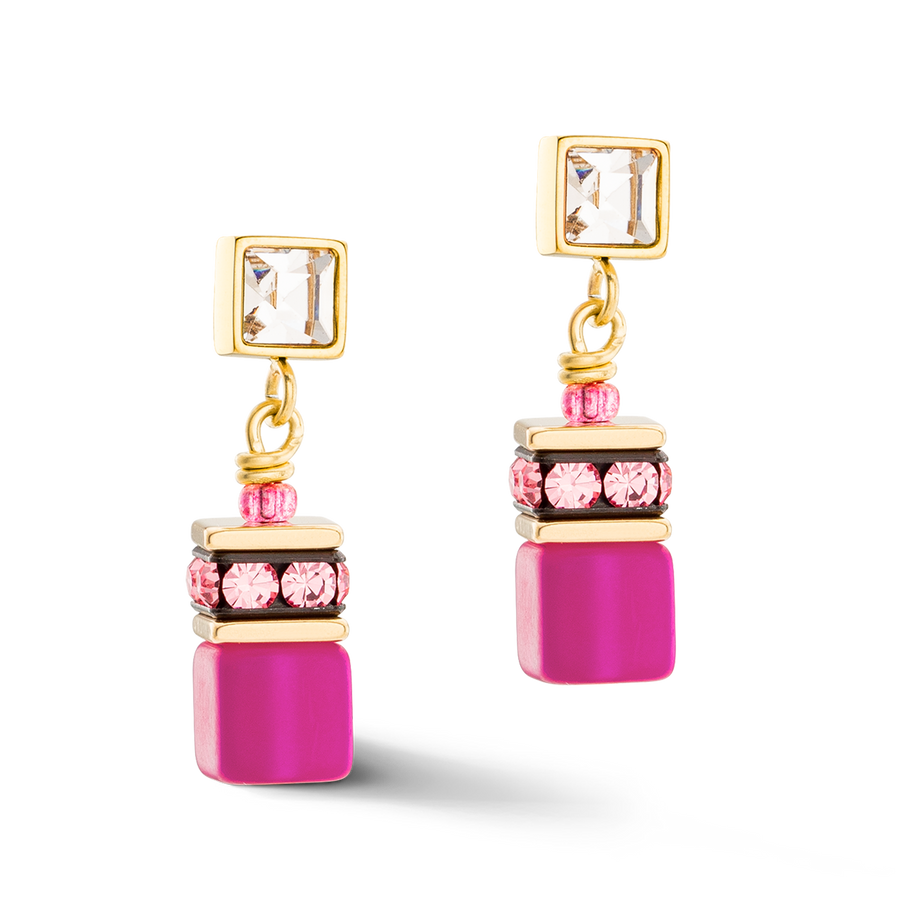 GeoCUBE® Iconic Chain Ohrringe gold-magenta