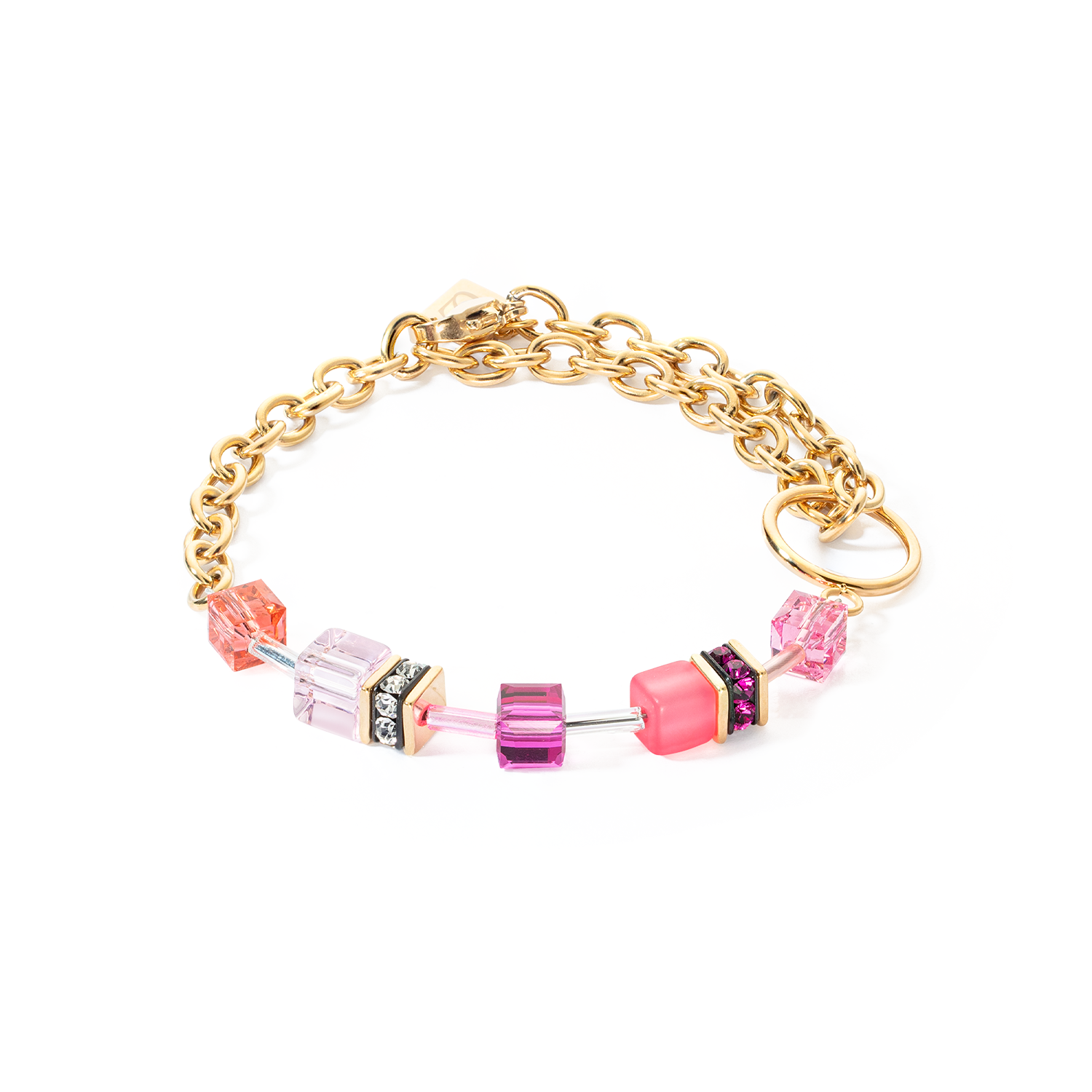 GeoCUBE® Iconic Chain Armband gold-magenta