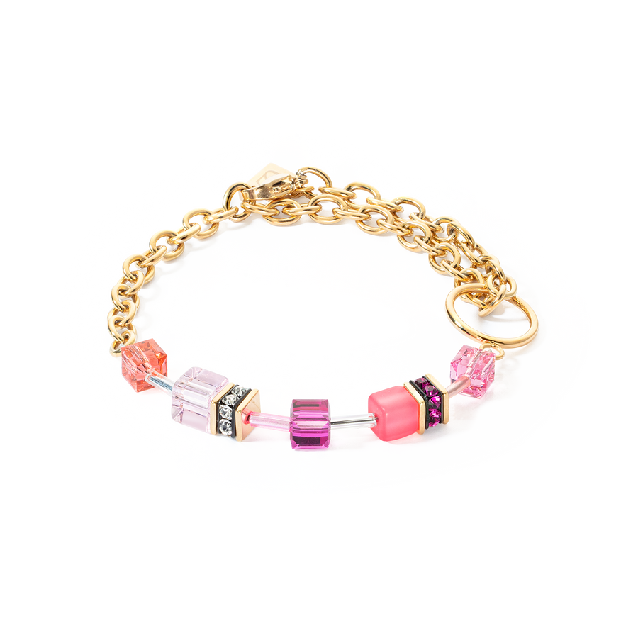 GeoCUBE® Iconic Chain Armband gold-magenta