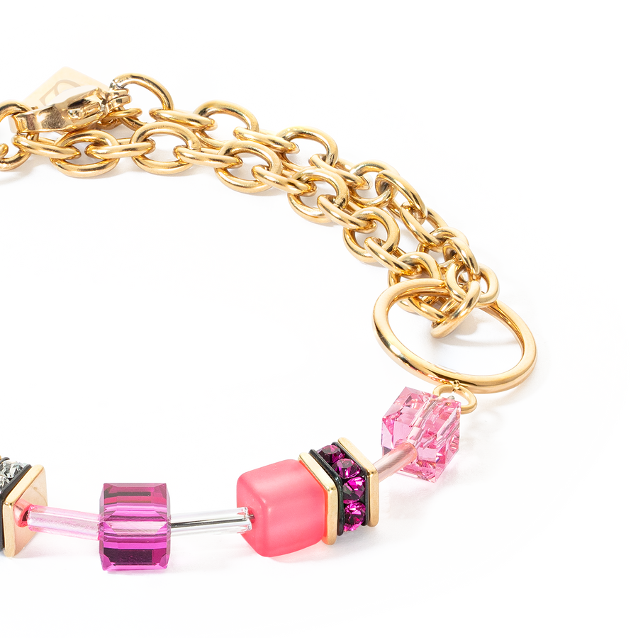 GeoCUBE® Iconic Chain Armband gold-magenta