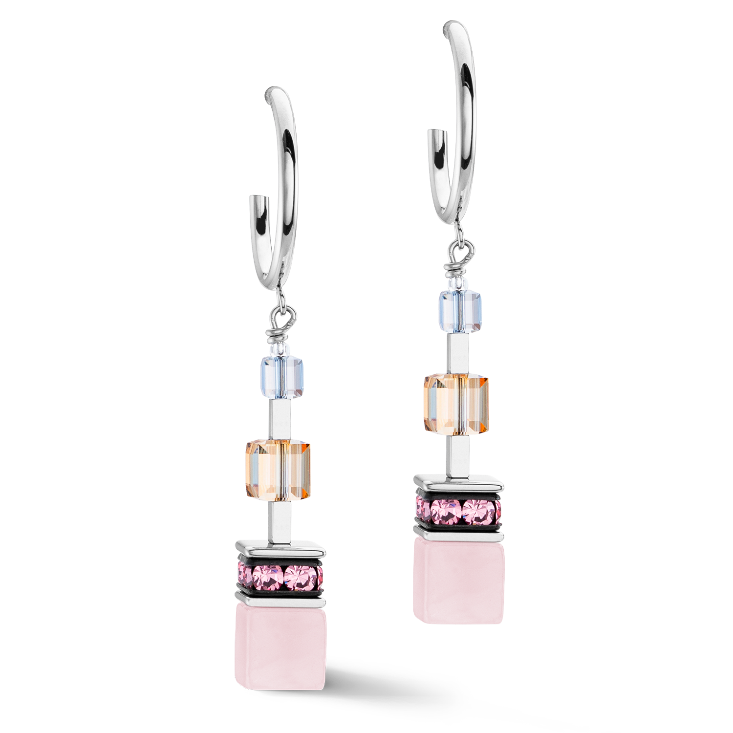 GeoCUBE® Precious Statement Ohrringe Silber-Pastell