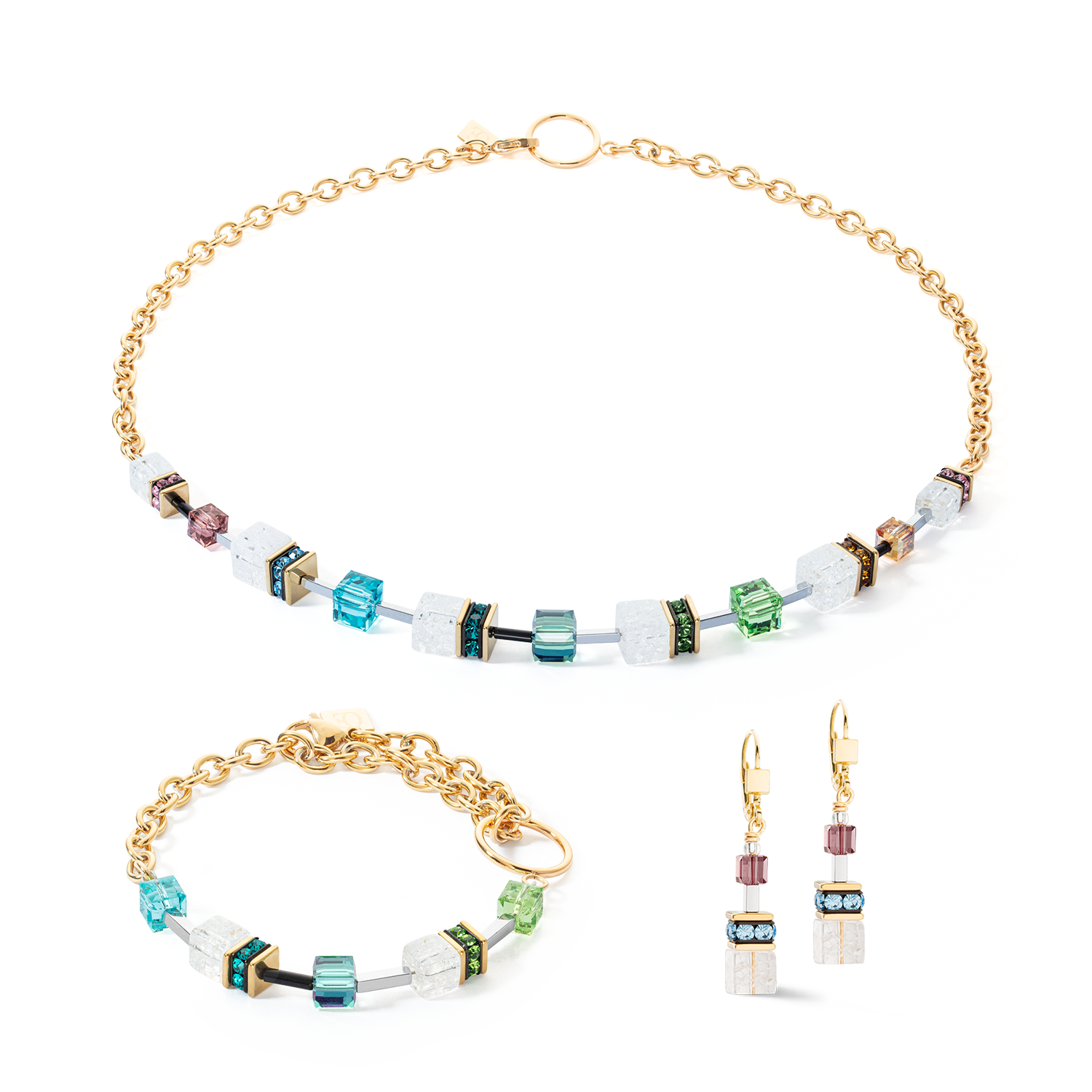 GeoCUBE® Iconic Precious Chain Halskette gold-multicolor