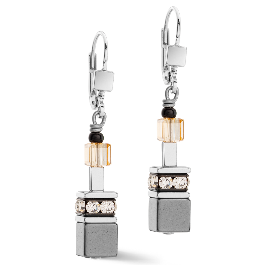 GeoCUBE® Iconic Precious Chain Ohrringe grau-beige