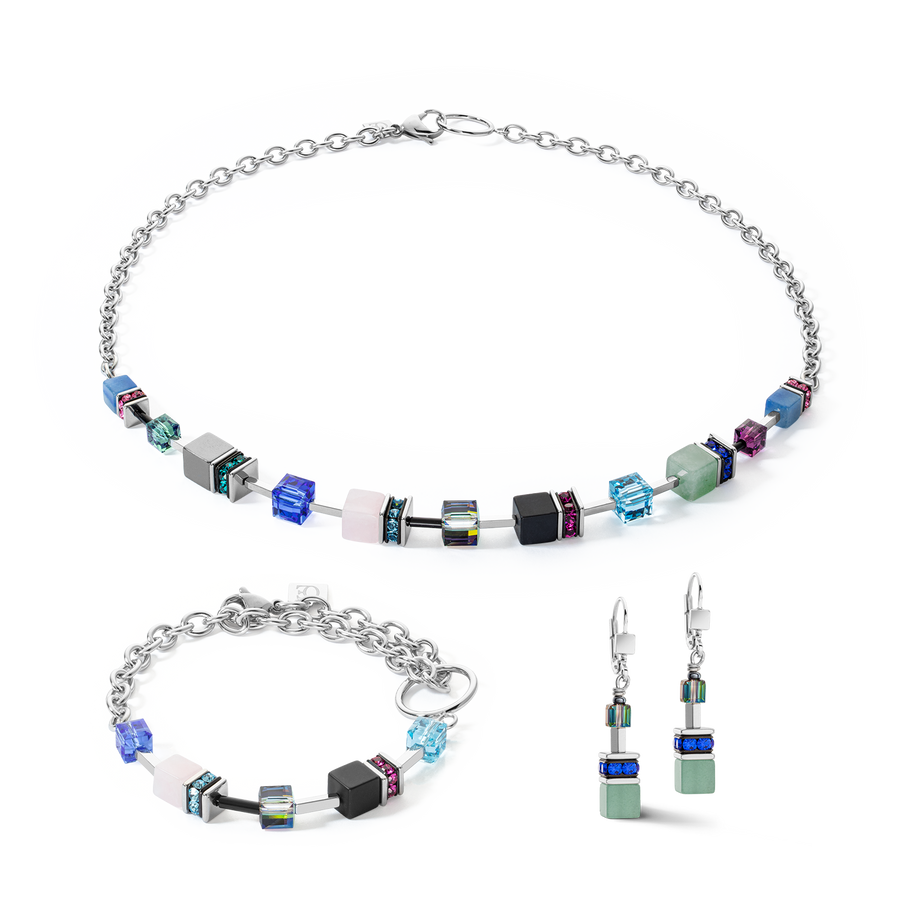 GeoCUBE® Iconic Precious Chain Ohrringe silber-multicolor
