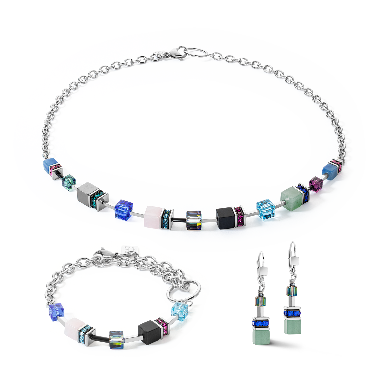 GeoCUBE® Iconic Precious Chain Armband silber-multicolor