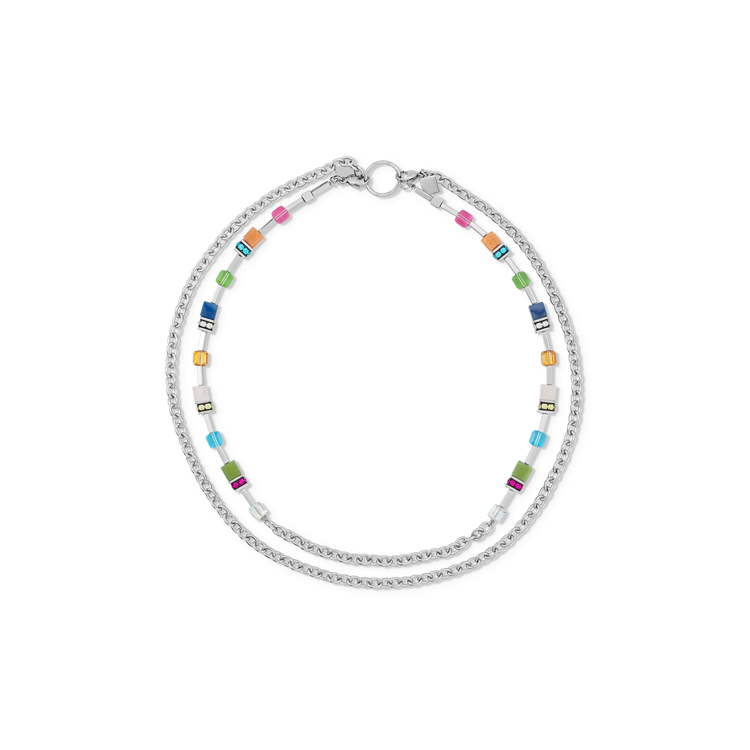 GeoCUBE® Iconic Boho Halskette silber-multicolor