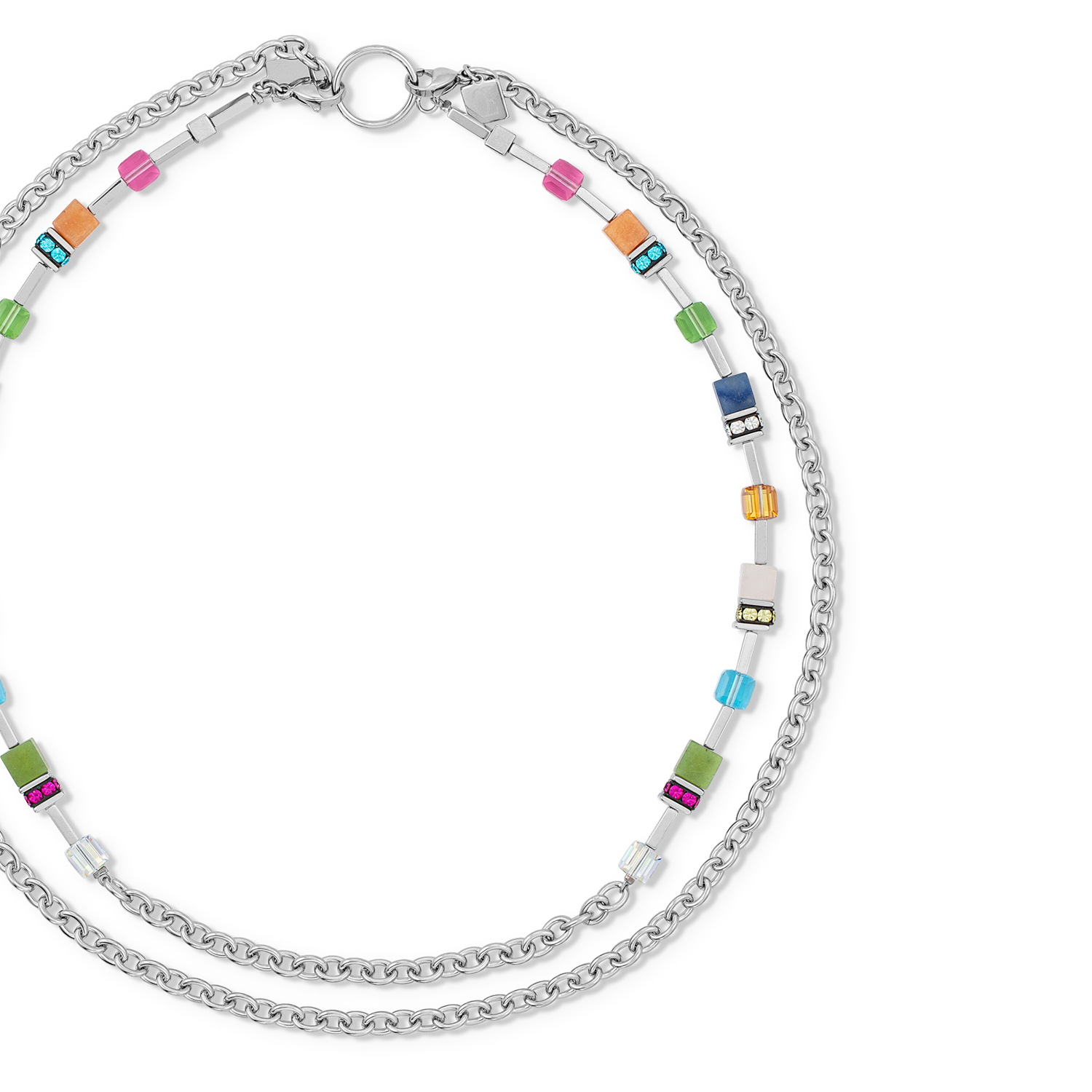 GeoCUBE® Iconic Boho Halskette silber-multicolor