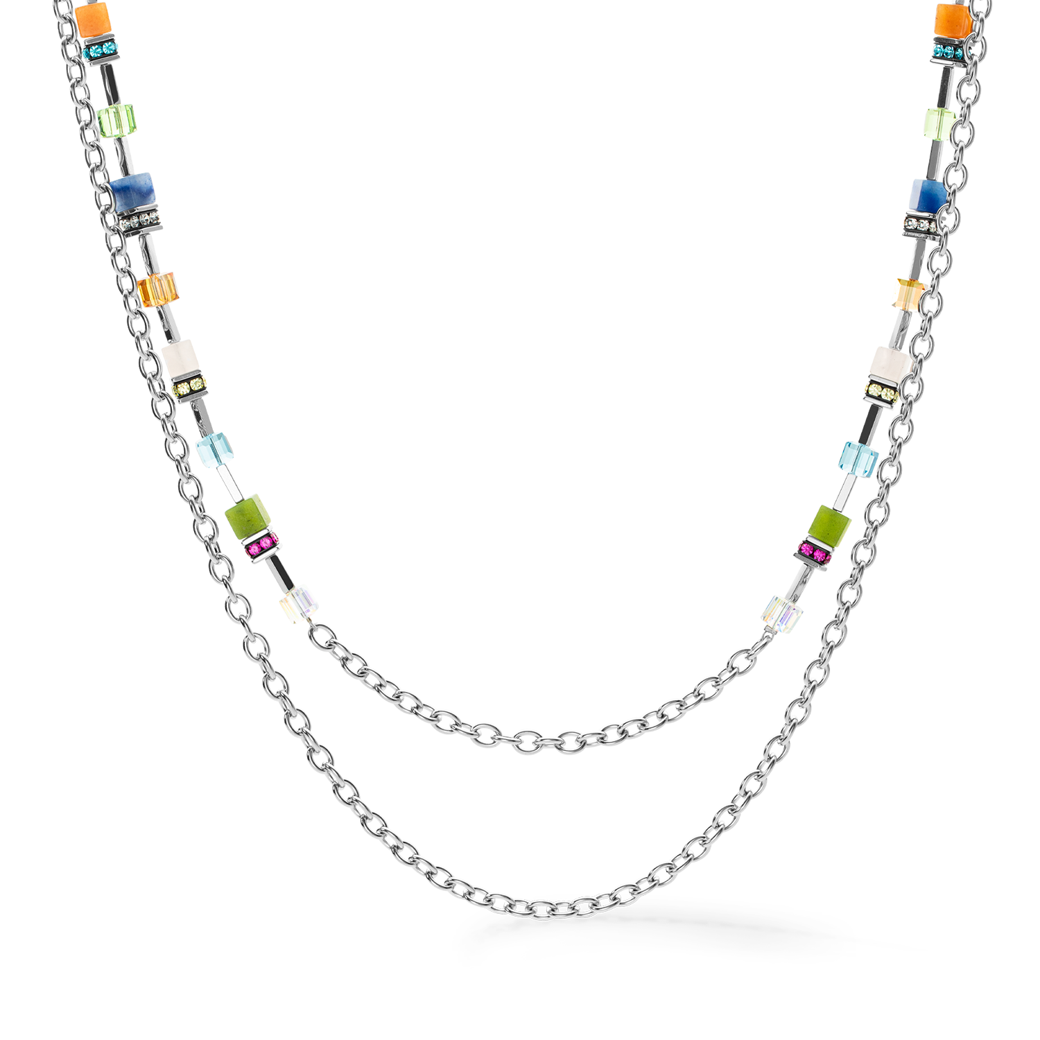 GeoCUBE® Iconic Boho Halskette silber-multicolor