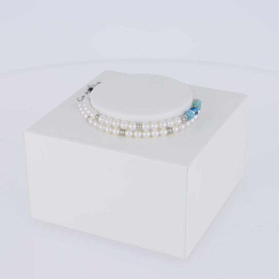 Princess Pearls Armband Wrap Around silber blau