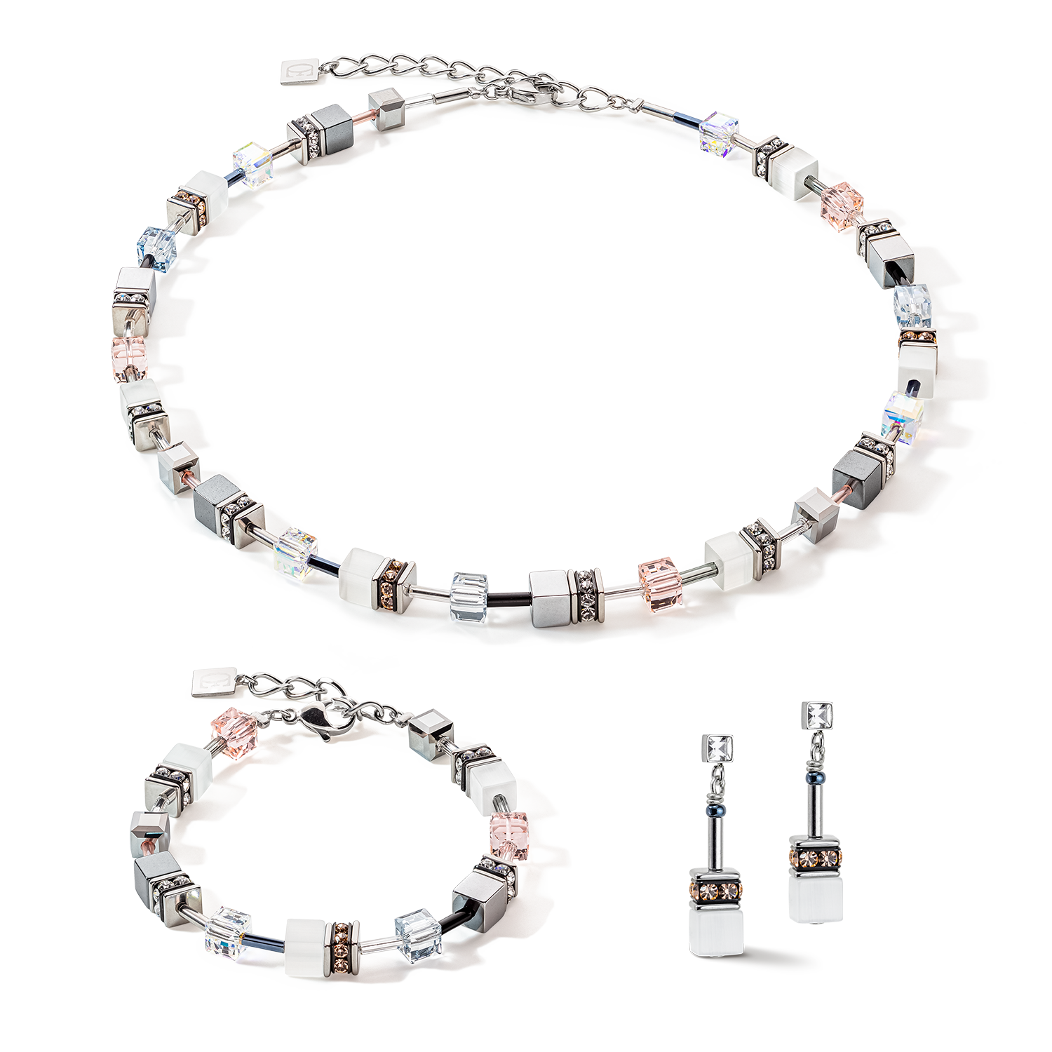 GeoCUBE® Iconic Monochrome Halskette peach